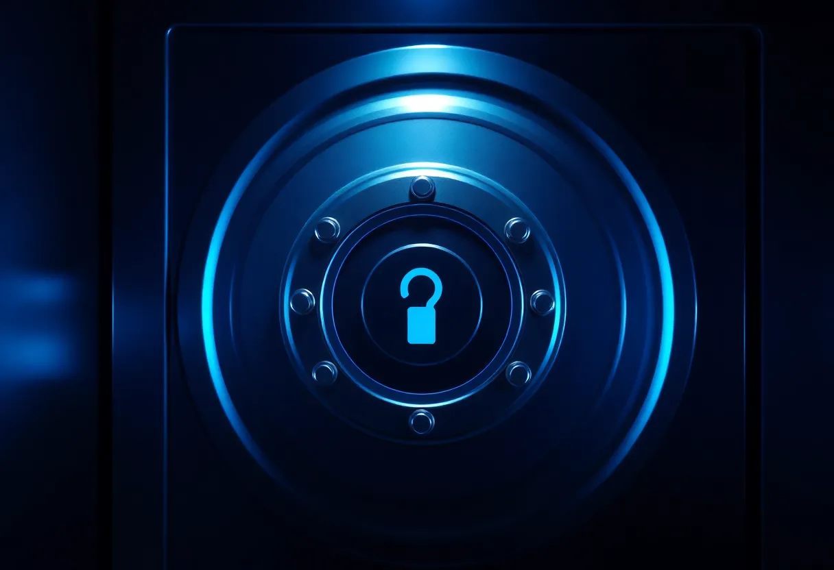 Password security concept with blue ambient lighting