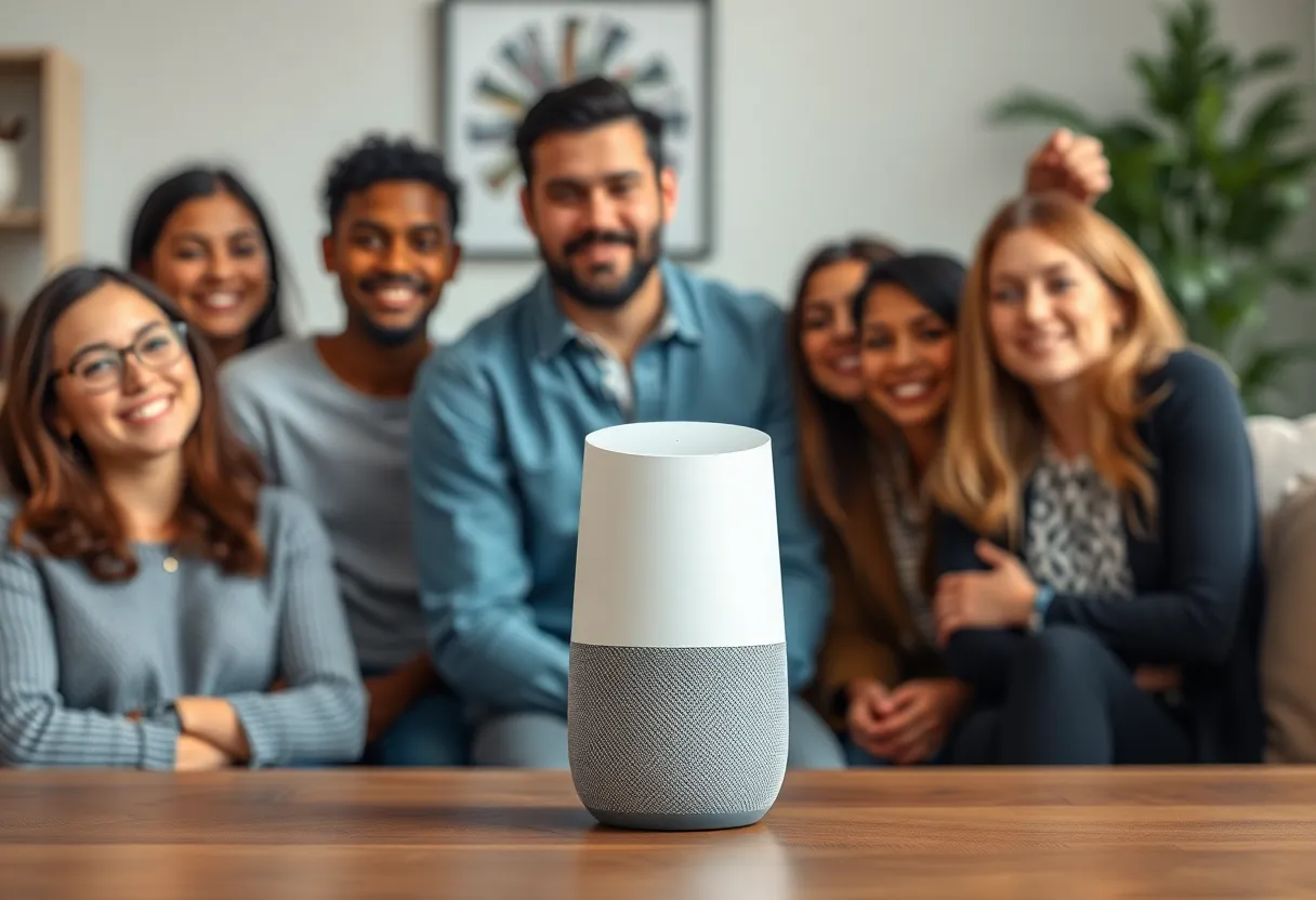 Smart speaker and voice assistant in a modern home setting