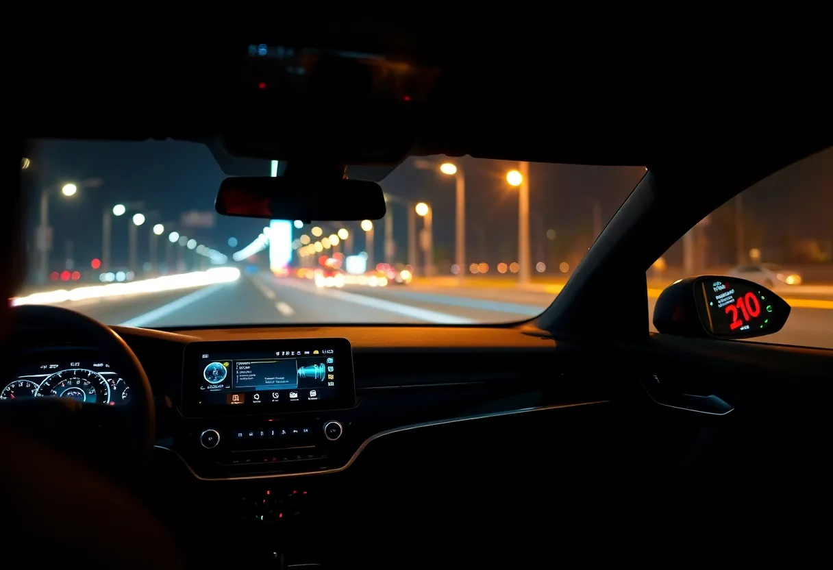 Car dashboard with digital infotainment screen