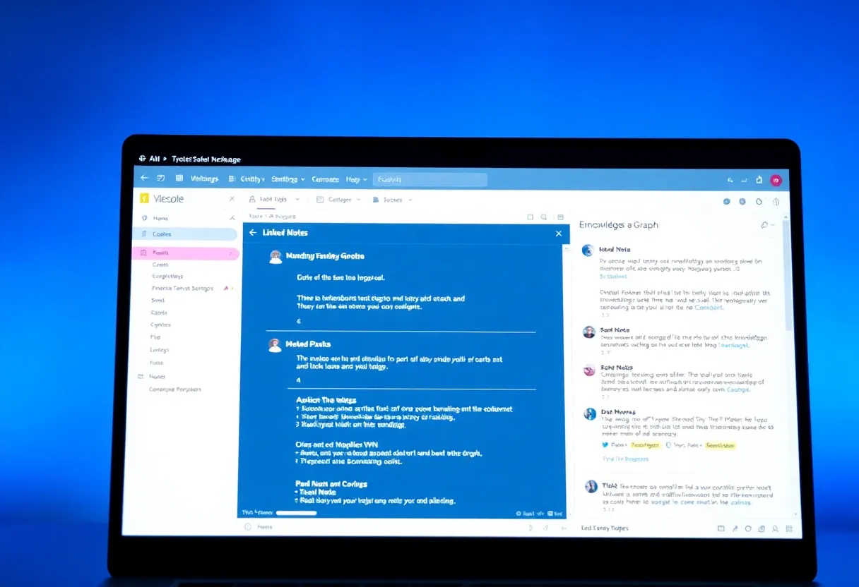 Knowledge base and productivity workspace with linked notes on screen.