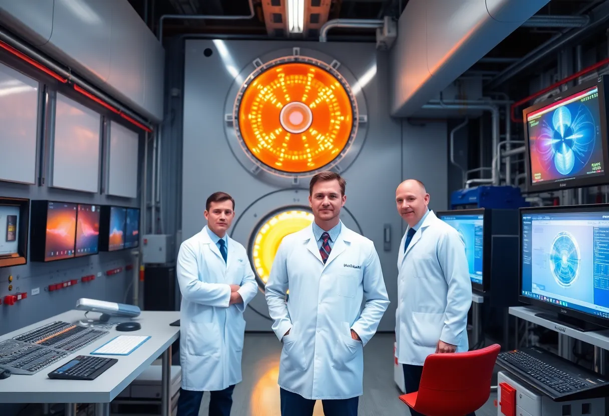 Fusion research facility, clean energy science, control room.