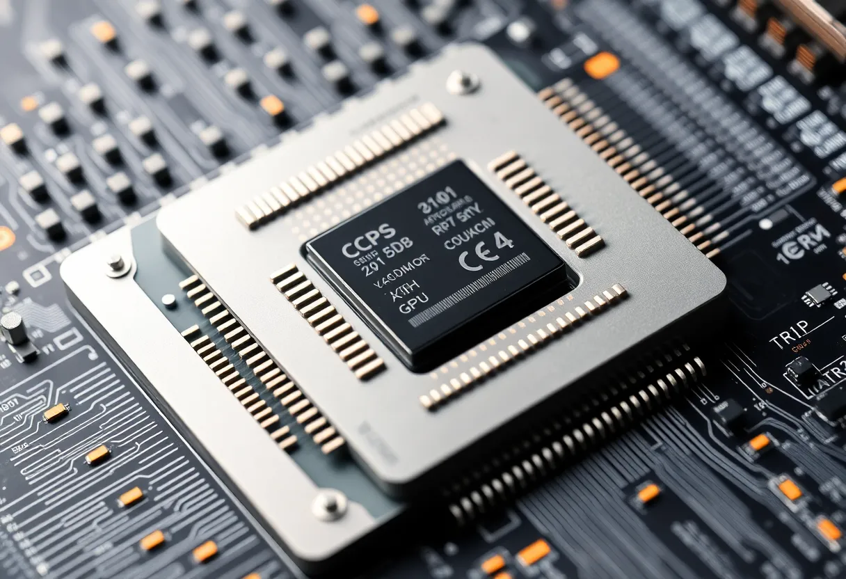 Modern processor with chiplet architecture, tech close-up.