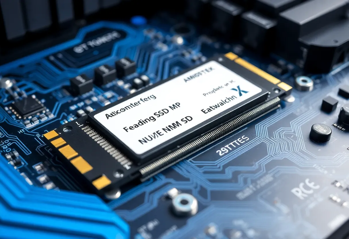 Modern ATX motherboard highlighting multiple M.2 slots with heatsink covers removed