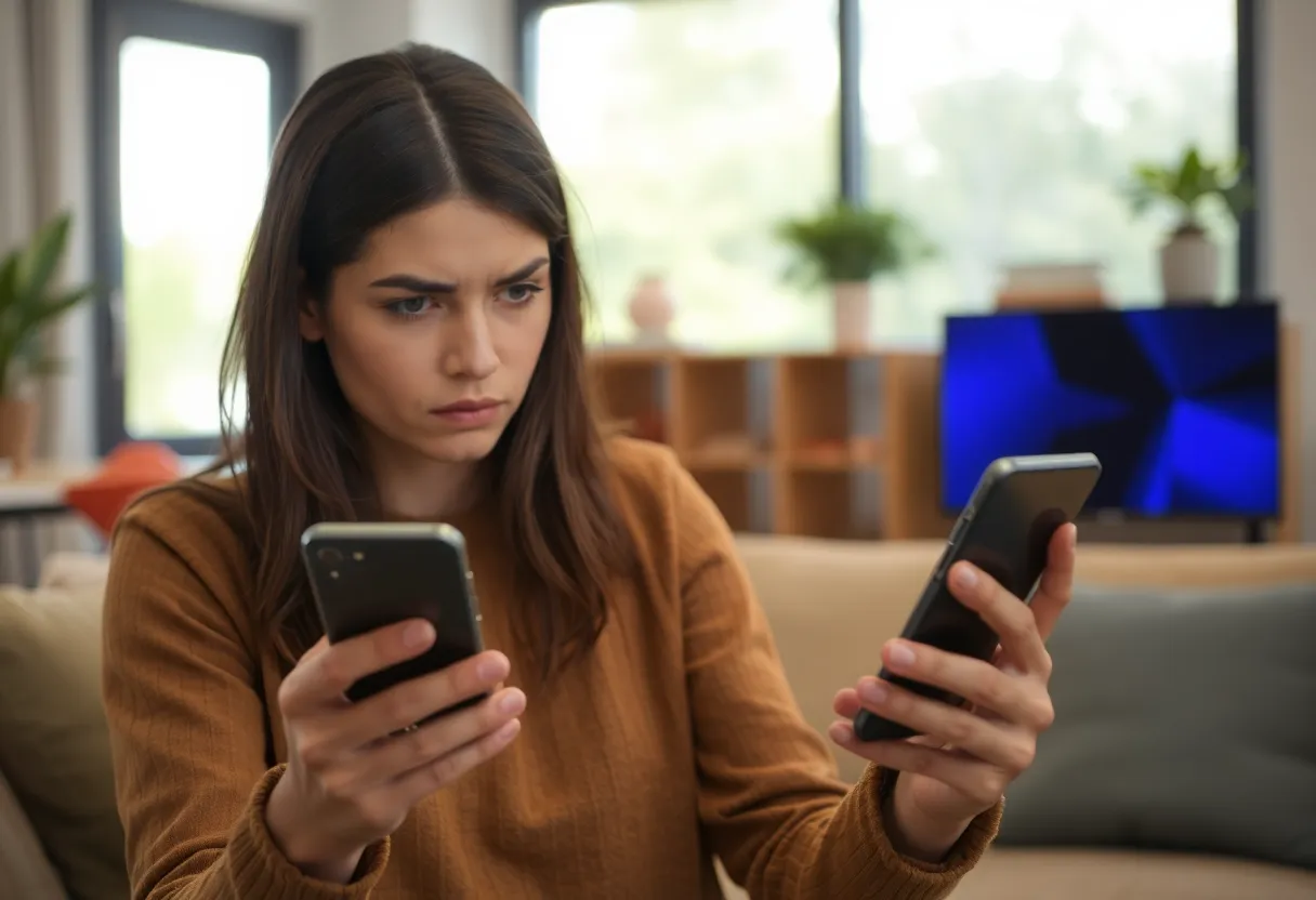 Person reacting to a smartphone error or failed automation