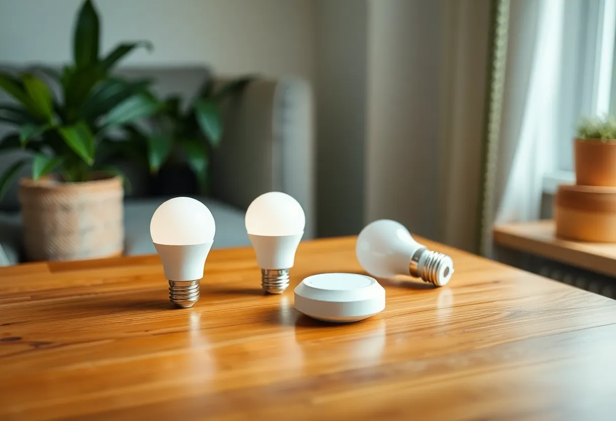 Smart bulbs and small sensors arranged for a home automation setup