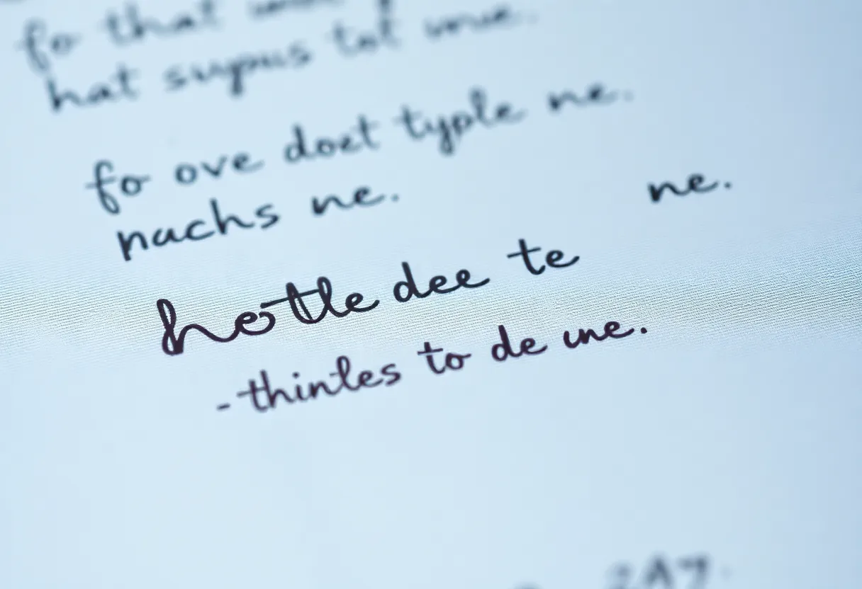 Macro close-up of handwritten notes on an e-ink style screen