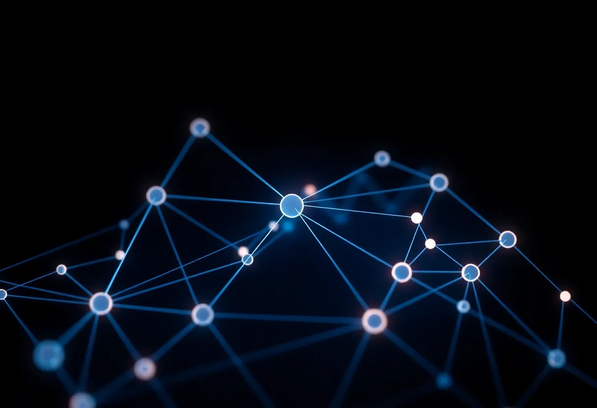Abstract glowing node graph suggesting connected automation workflows