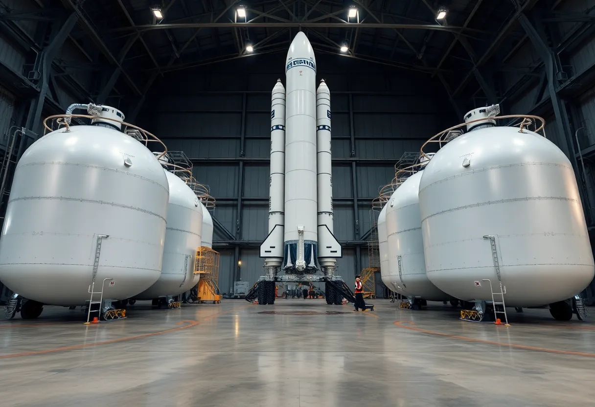 Cryogenic propellant storage hardware in an industrial aerospace facility