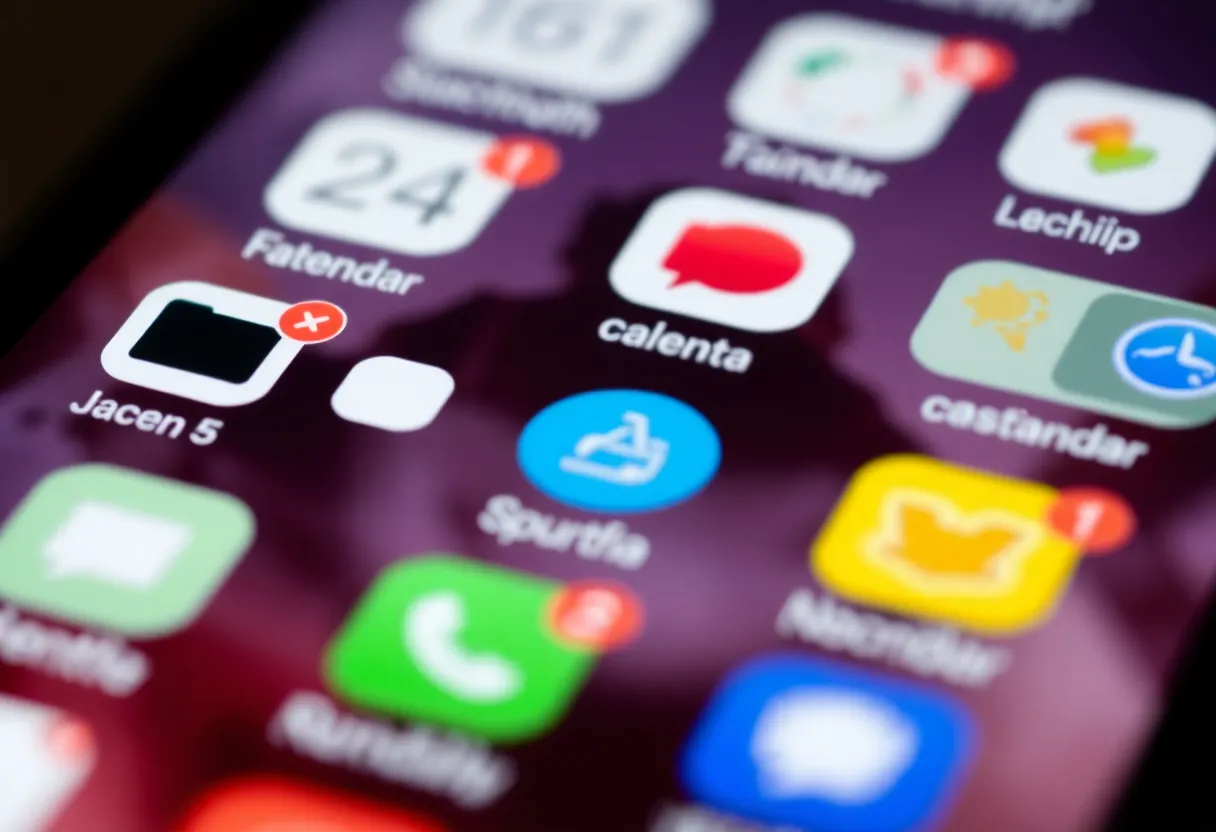Smartphone screen crowded with calendar notifications and badges