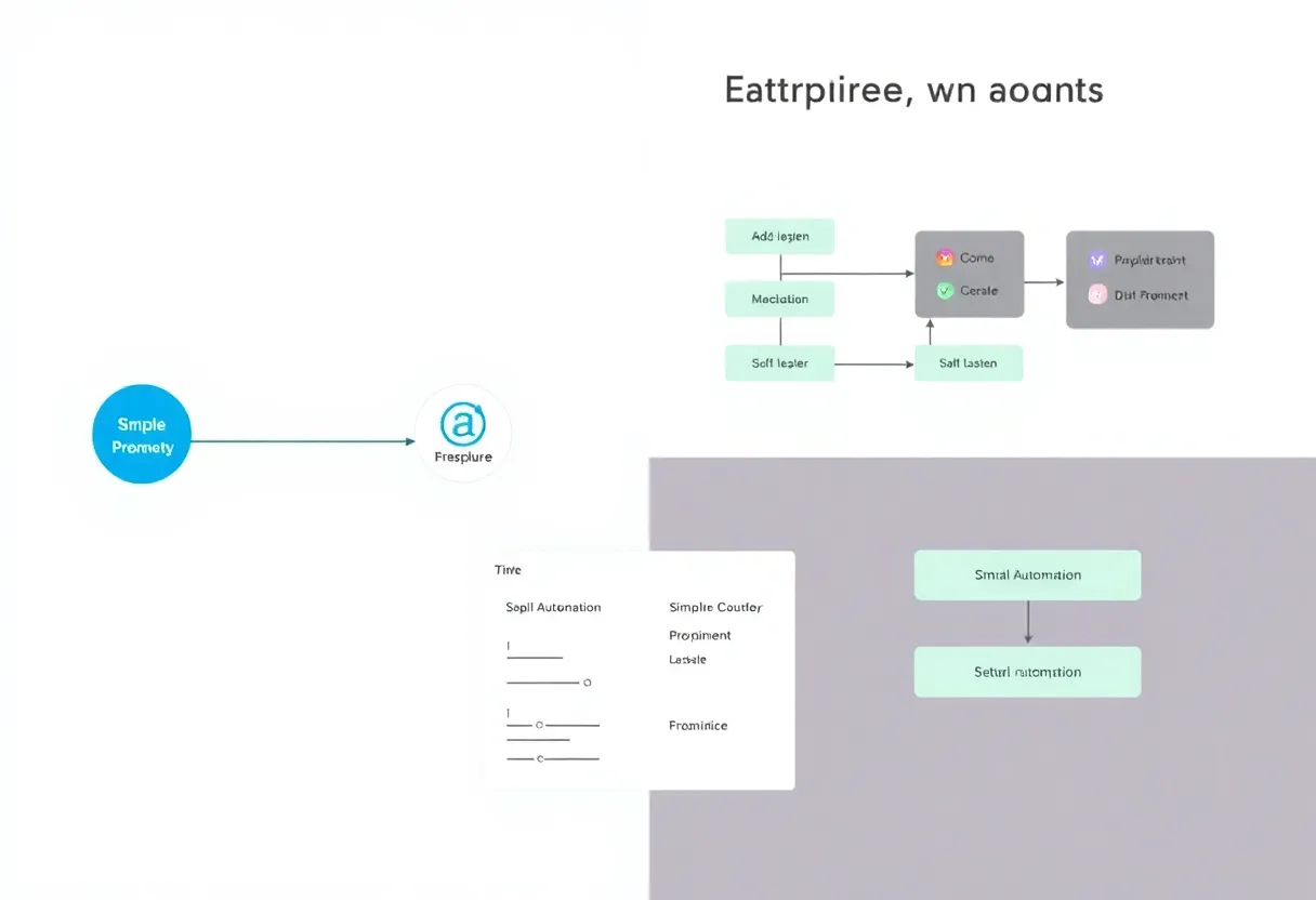 Split concept of simple automation versus complex enterprise workflow diagrams