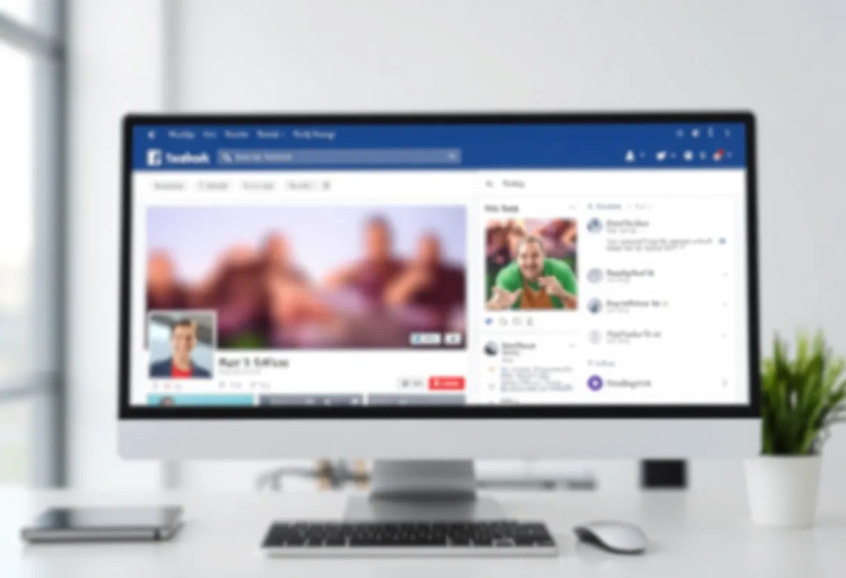 Blurred ad campaign dashboard on a monitor in a modern workspace