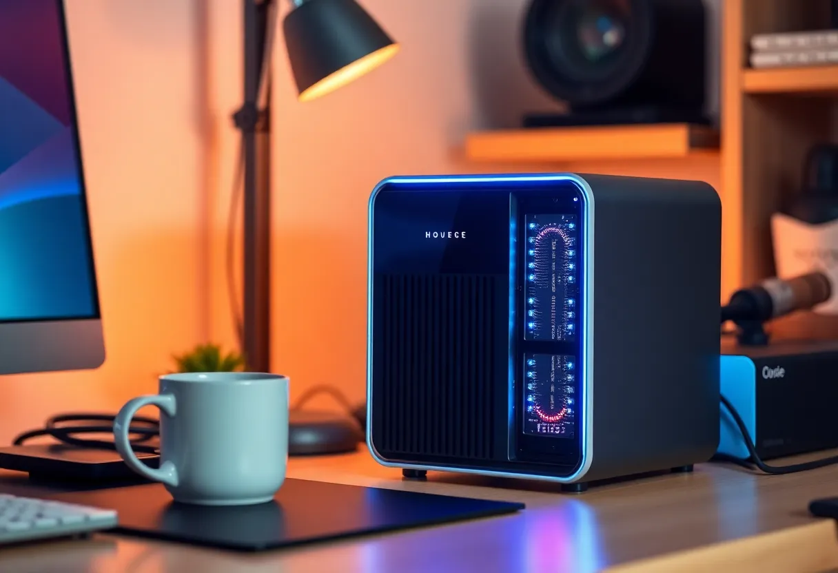 Compact home server setup on a desk suggesting self-hosted automation infrastructure