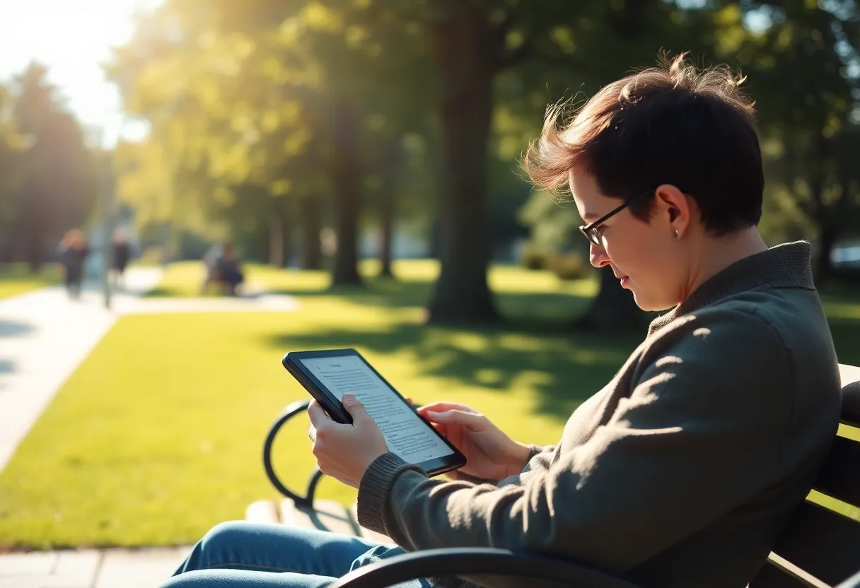 Outdoor reading with e-ink device in daylight