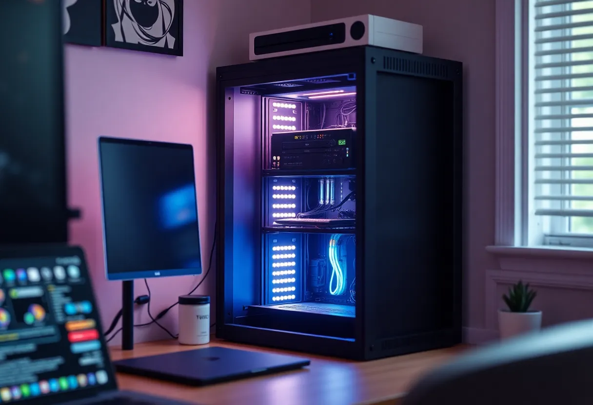 Home office server rack suggesting self-hosted automation infrastructure