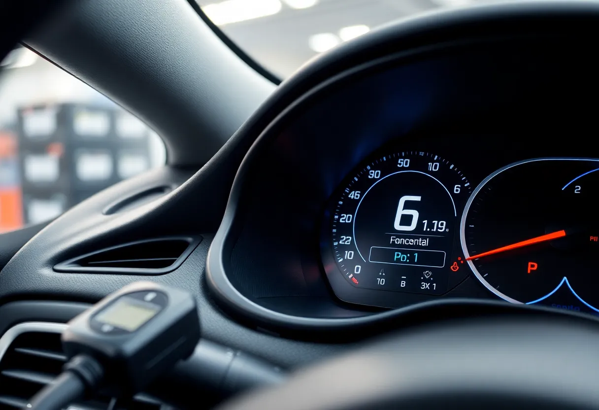 EV in service bay with diagnostics