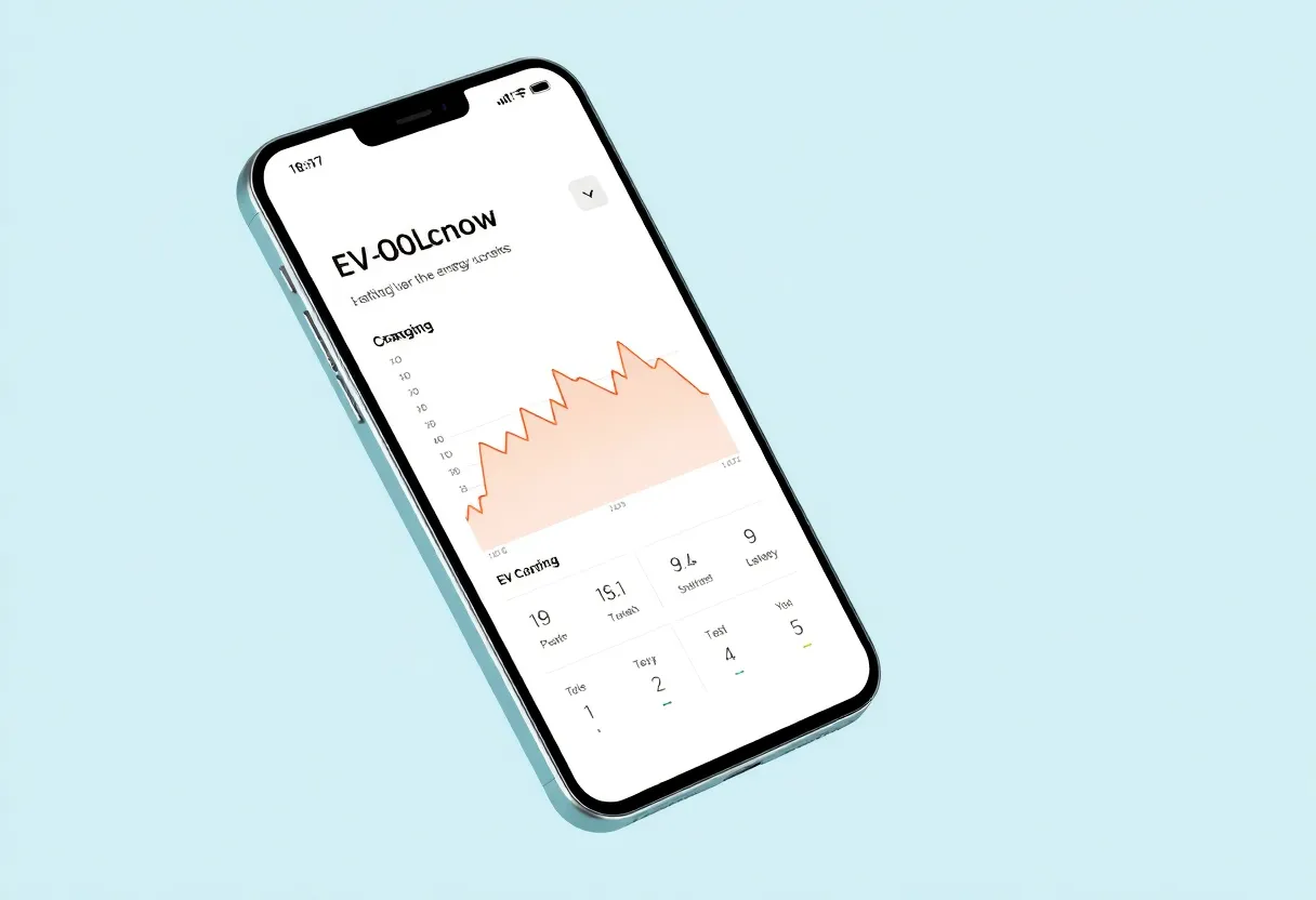 Smartphone showing a home energy chart with a visible EV charging spike