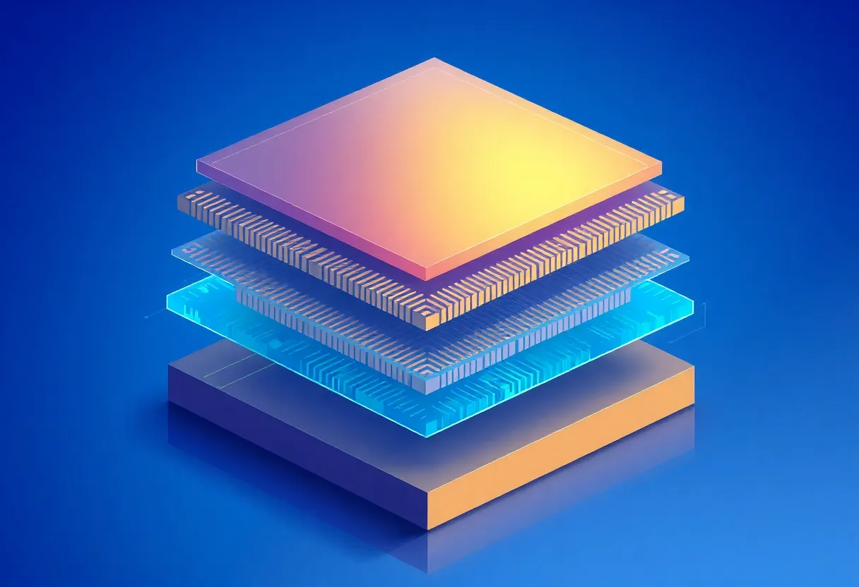 Abstract illustration of layered memory speeds from RAM to disk in blue tones