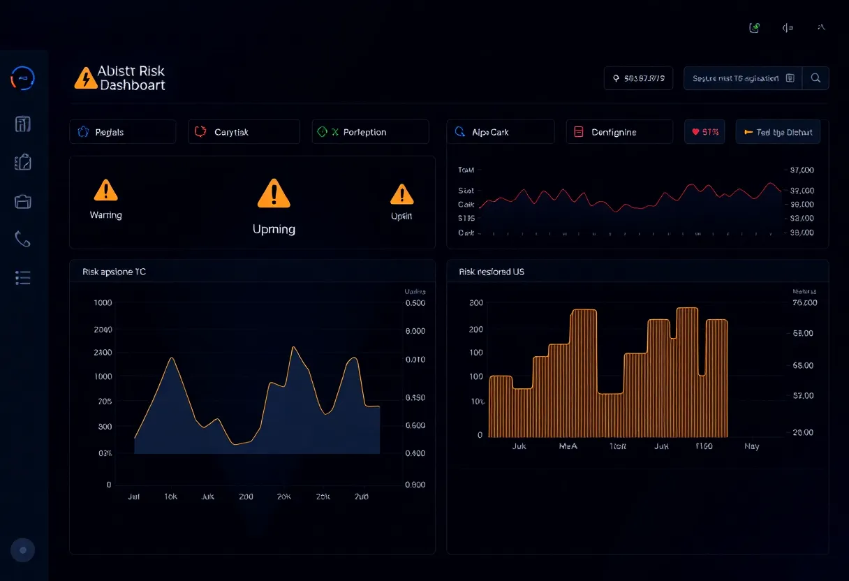 Abstract dashboard with uptime charts and warning indicators