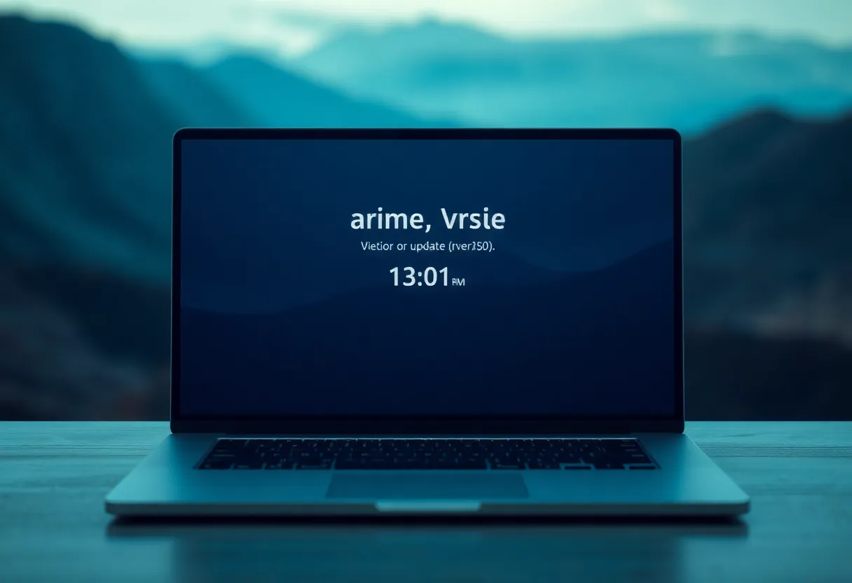 Laptop screen showing firmware version numbers during a software update