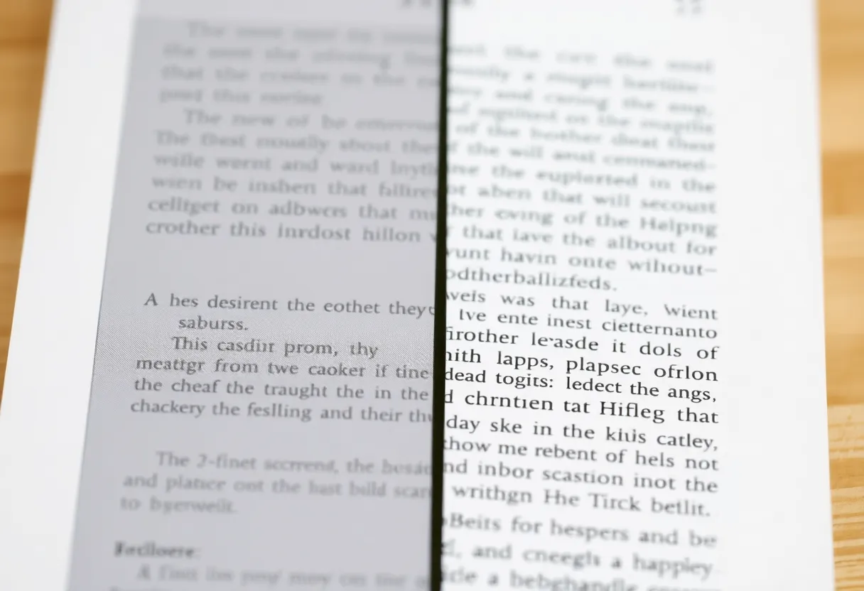 Macro comparison of color e-ink versus monochrome e-ink text clarity