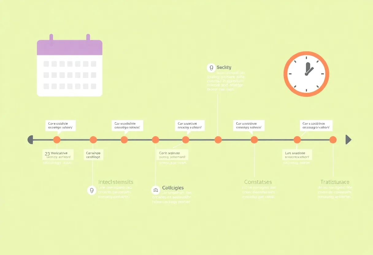 Infographic style calendar timeline with scheduled tasks