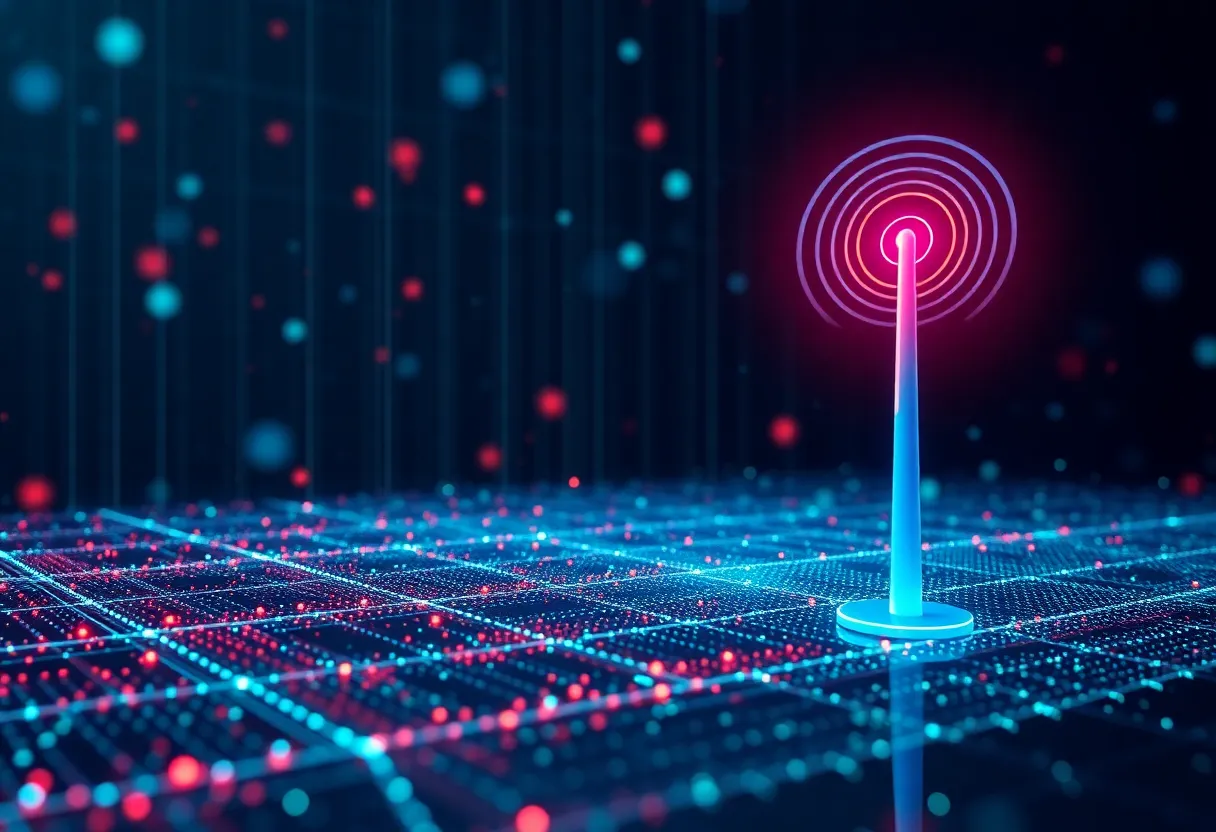 Abstract visualization of crowded 2.4 GHz wireless spectrum