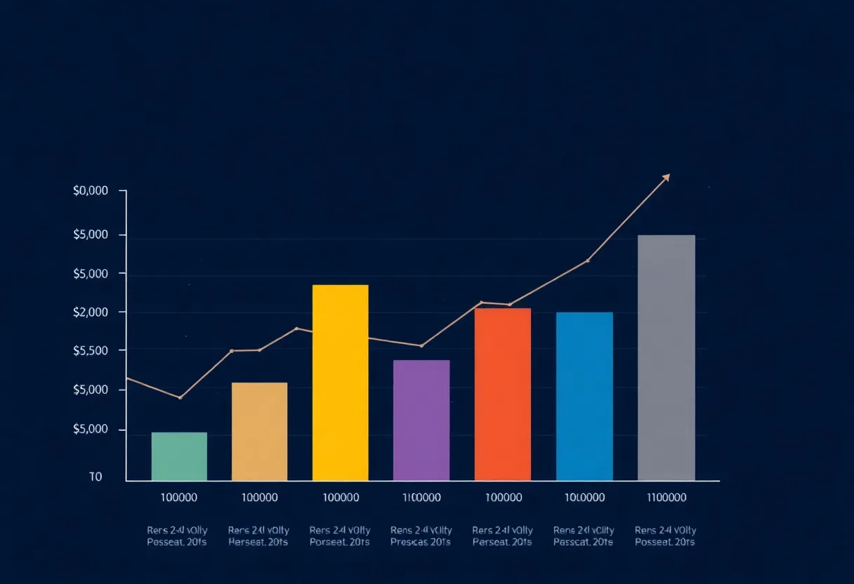 Abstract infographic of rising cost bars and currency symbols
