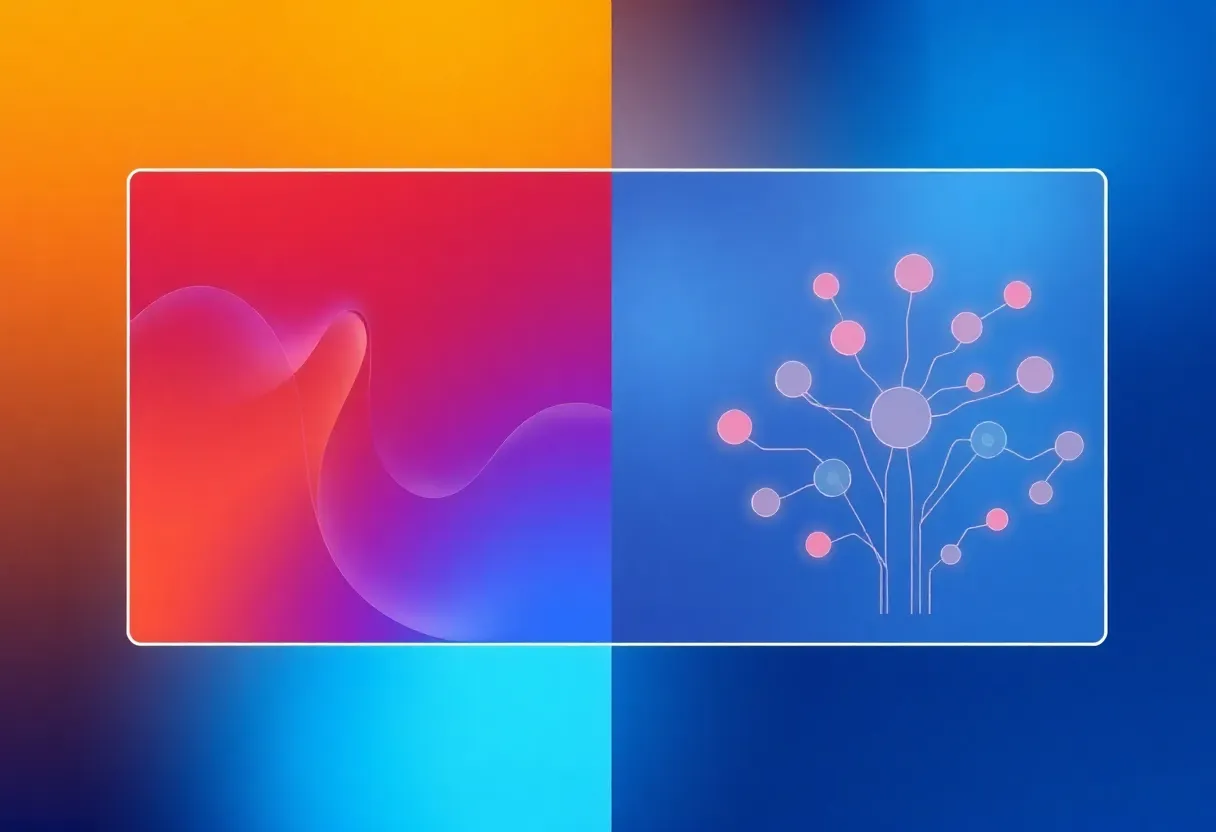 Abstract illustration contrasting fast runtime performance with mature ecosystem breadth