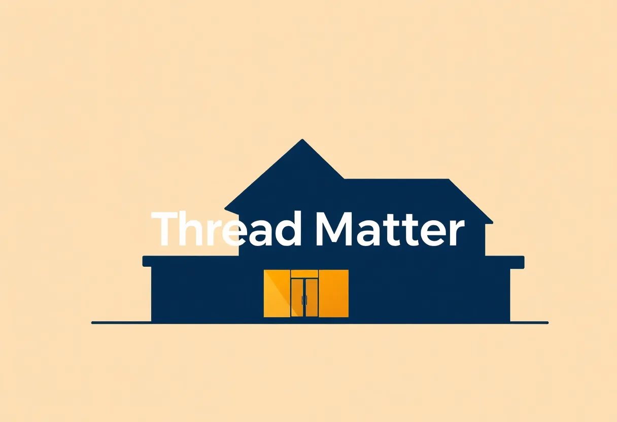 Abstract mesh network over a house silhouette suggesting Thread and smart home connectivity