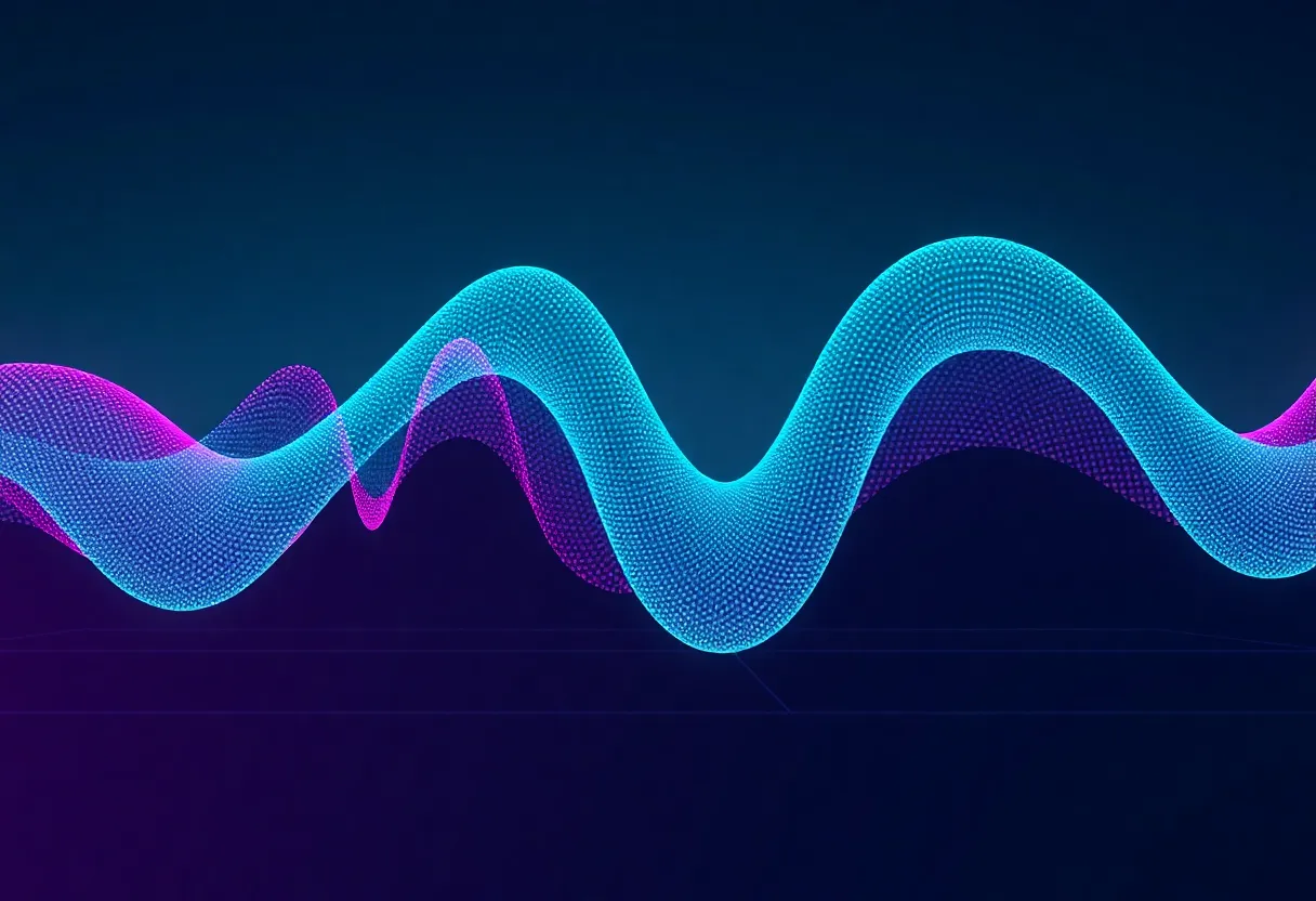 Abstract illustration of analog radio waves converted into a digital data stream
