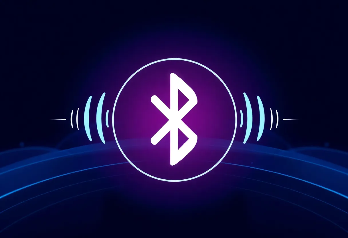 Abstract Bluetooth and sound wave illustration on clean tech background