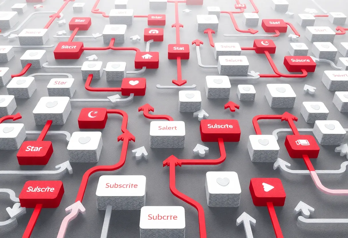 Abstract maze of subscription buttons suggesting confusing choices