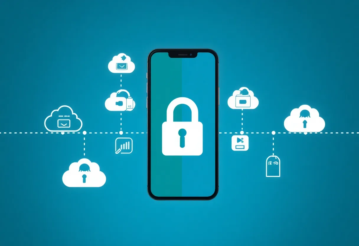 Smartphone and cloud imagery suggesting data paths and privacy trade-offs