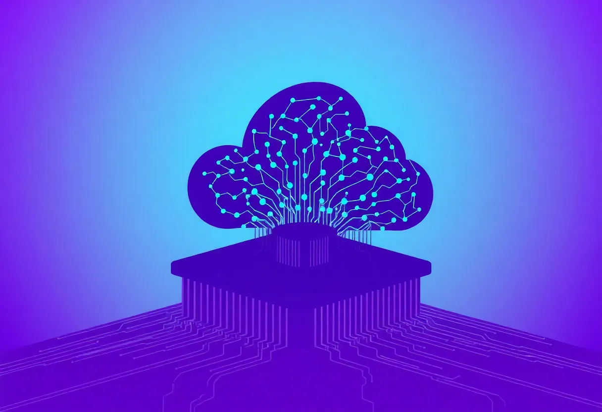 Abstract illustration contrasting on-chip neural processing with cloud-based inference