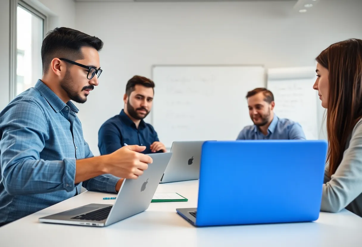 Team running a timed disaster recovery exercise with checklist and laptops