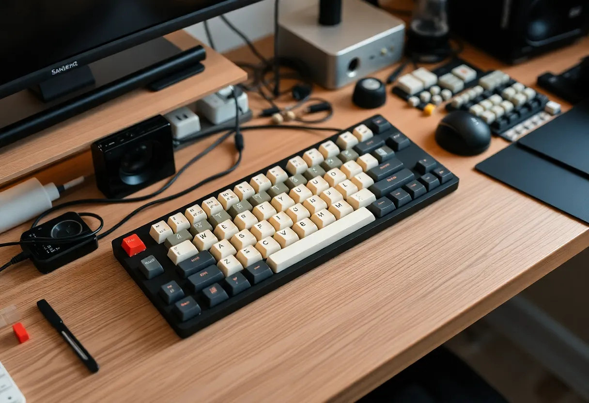 Keyboard hobbyist desk with tools and switches