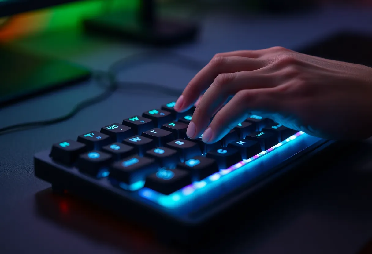 Hands typing on a mechanical keyboard