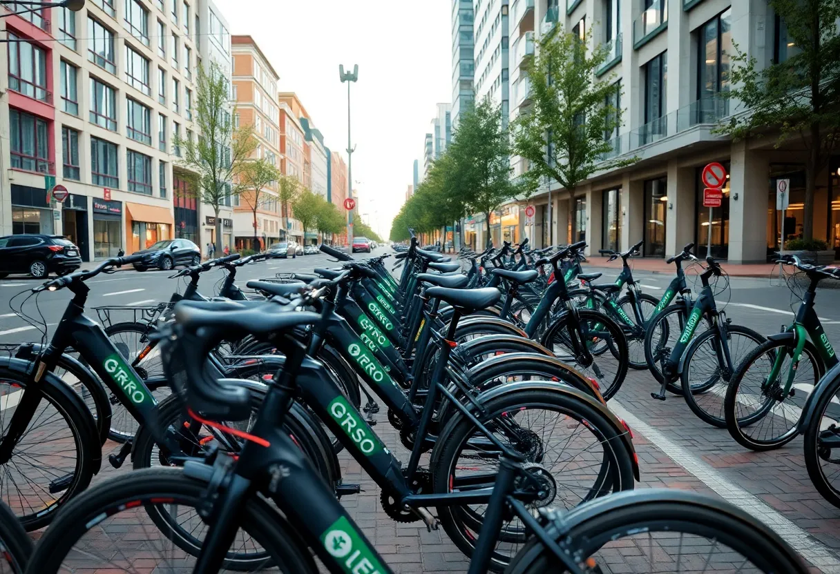 Urban bike parking with electric bicycles