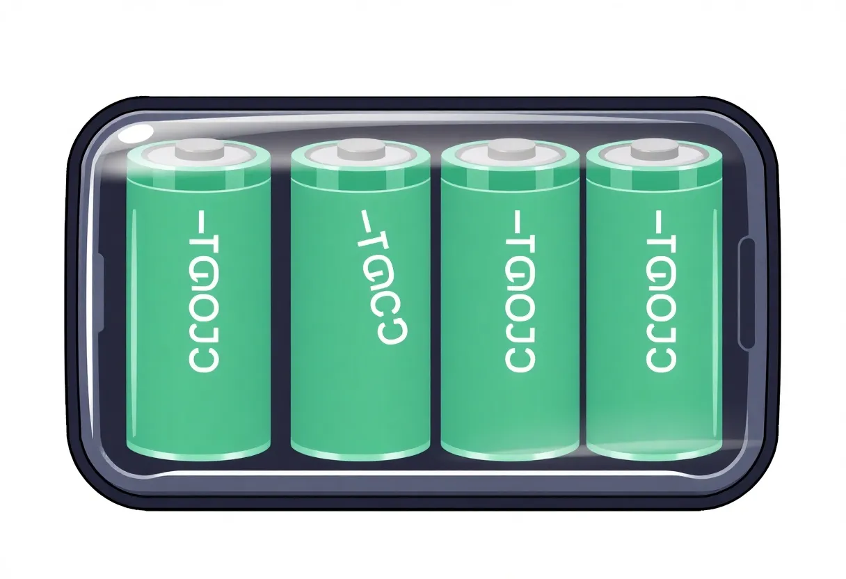 Educational style illustration of lithium cells inside a protective battery pack