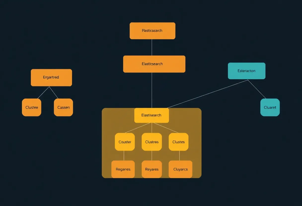 Abstract cluster diagram suggesting distributed search shards