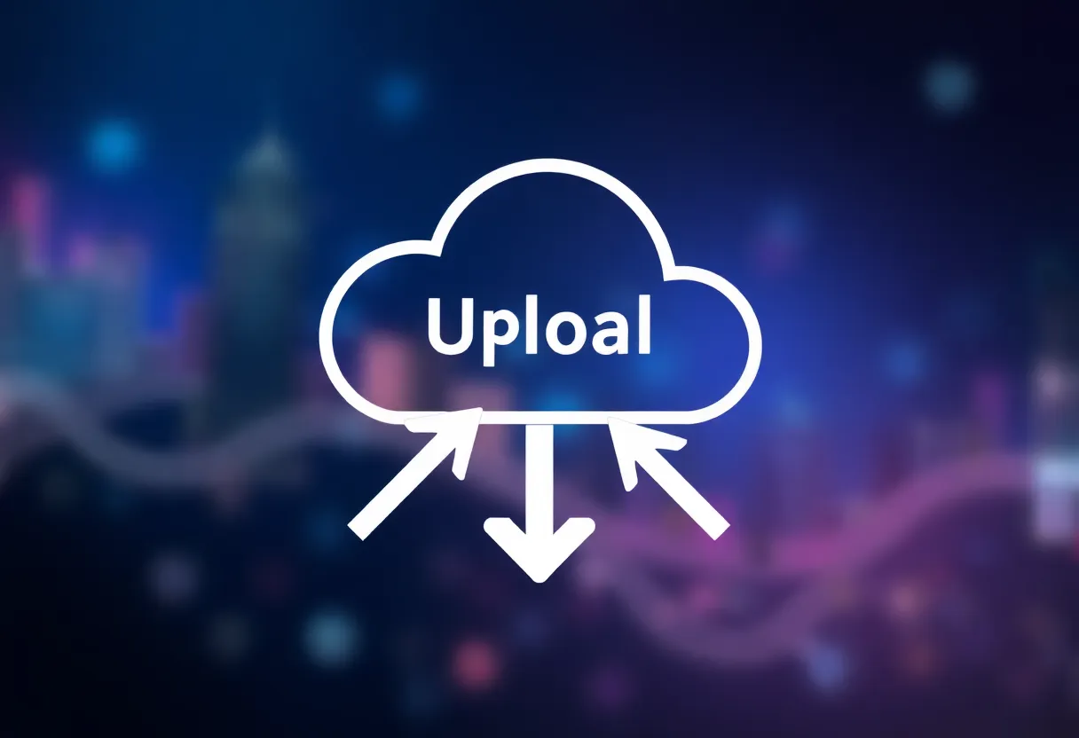 Abstract cloud sync concept over blurred game imagery