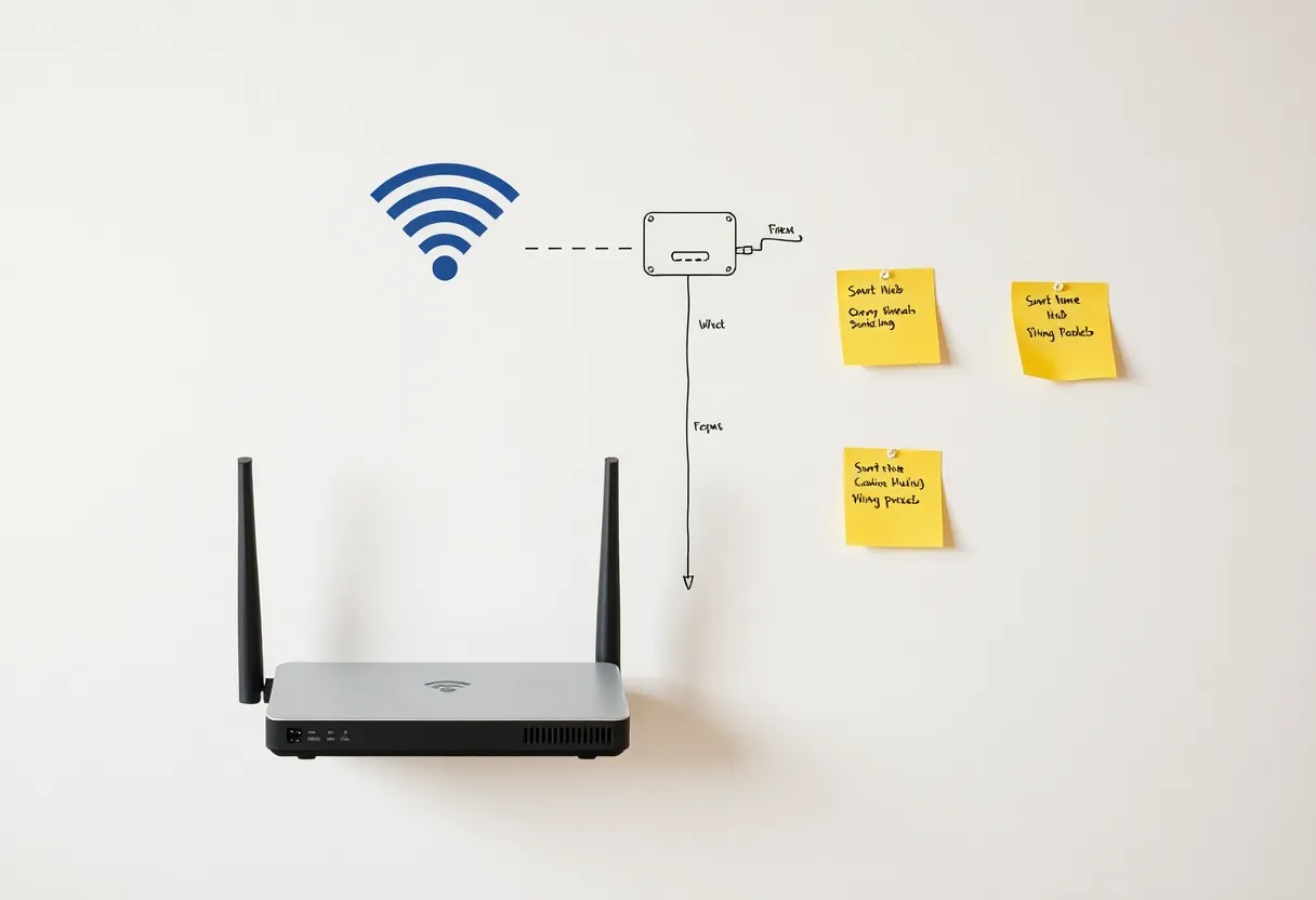 Home project notes and diagram for router and smart hub placement