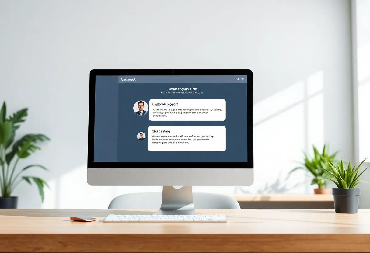 SaaS website mockup with support chat suggesting customer-facing tooling