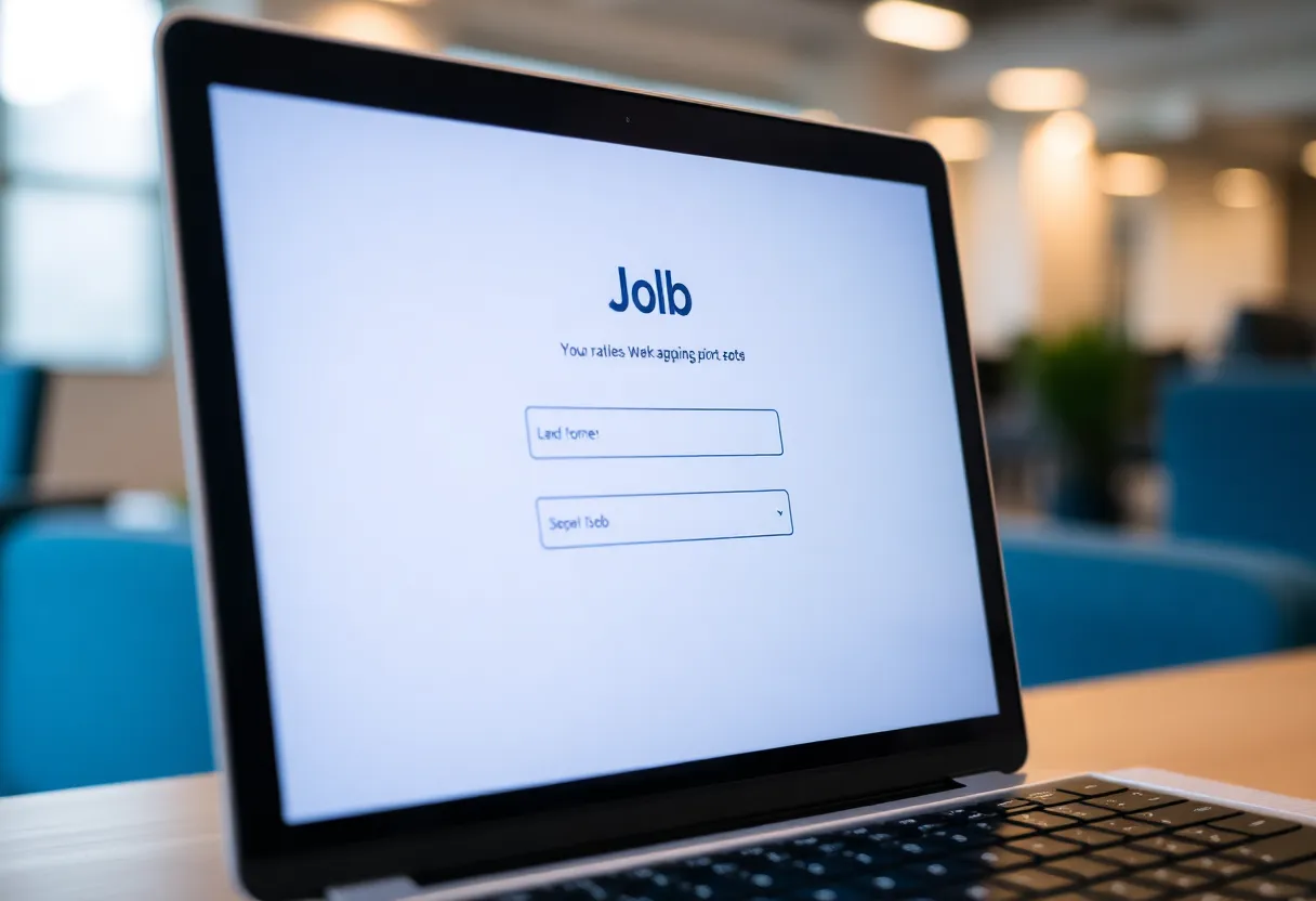 Desk workspace with notebook and hiring documents in warm light
