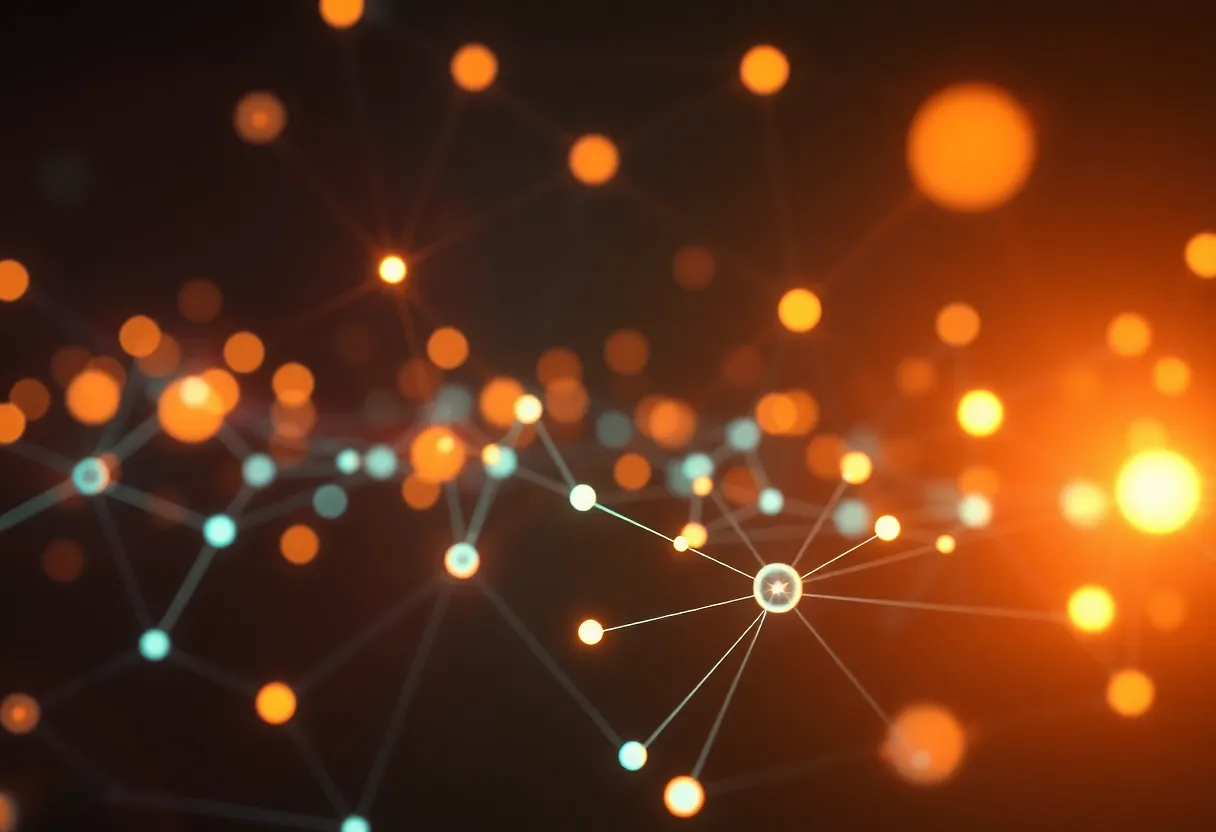 Abstract network suggesting shared responsibility between developer and AI systems
