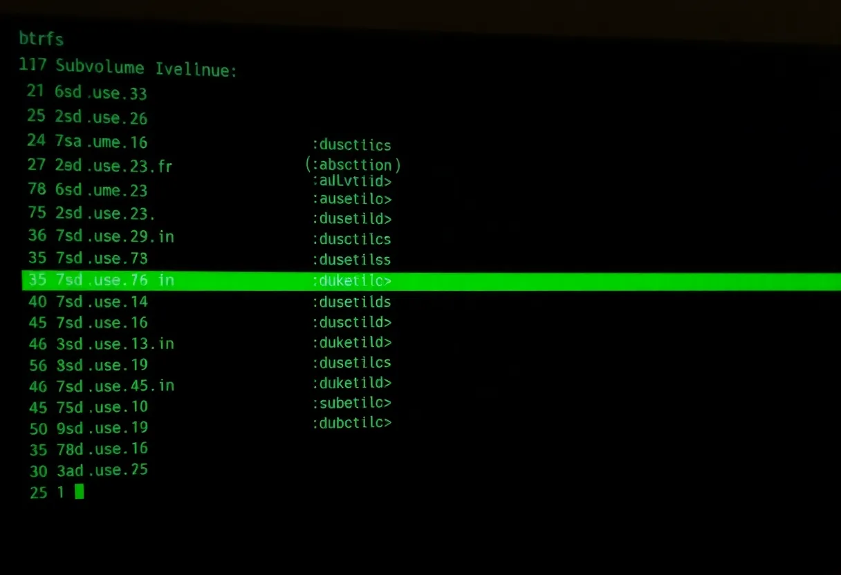 Terminal screen suggesting Linux filesystem administration