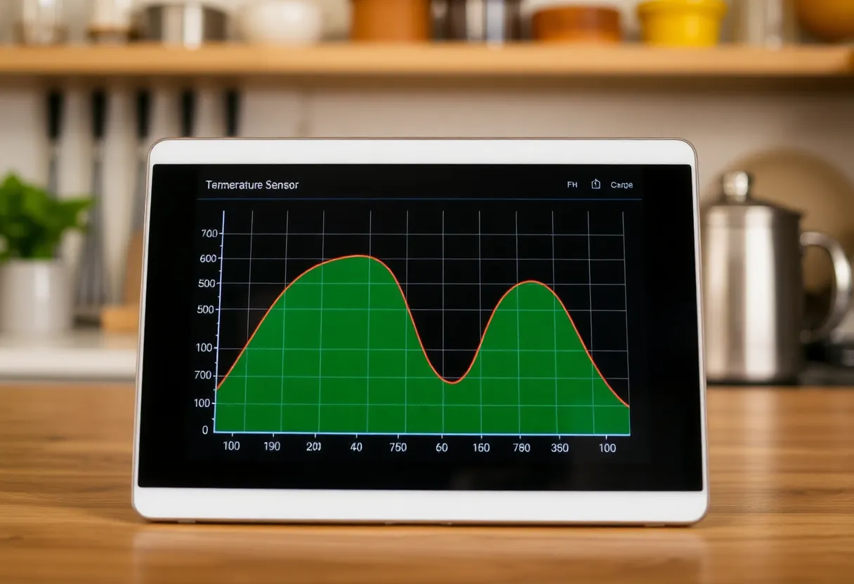 Tablet showing temperature curves during fermentation monitoring