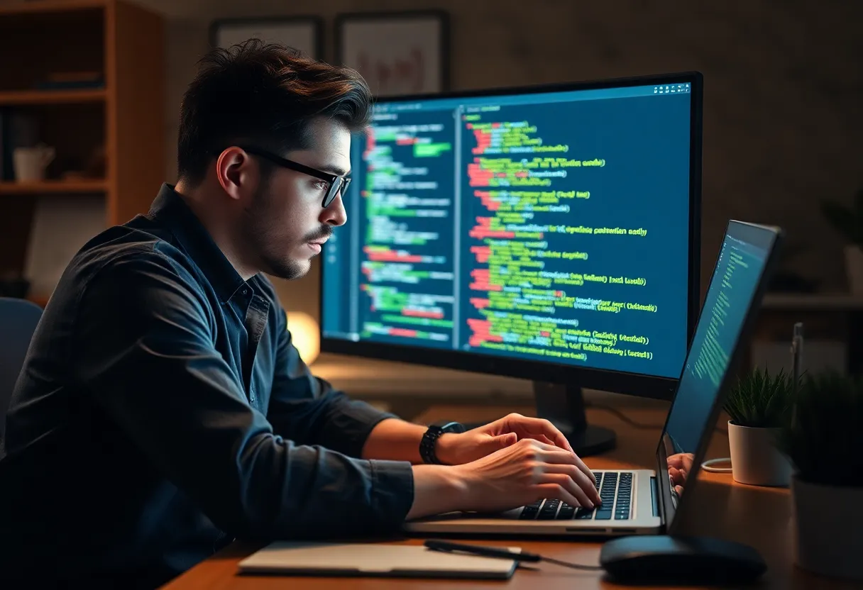 Developer reviewing ORM and query logs on a laptop