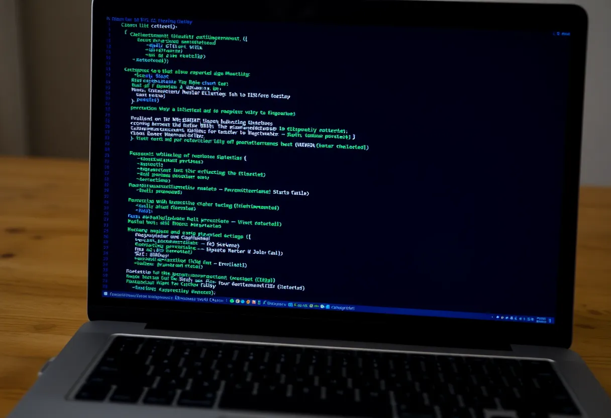 Ethereum smart contract code on developer laptop cryptocurrency DeFi protocol development