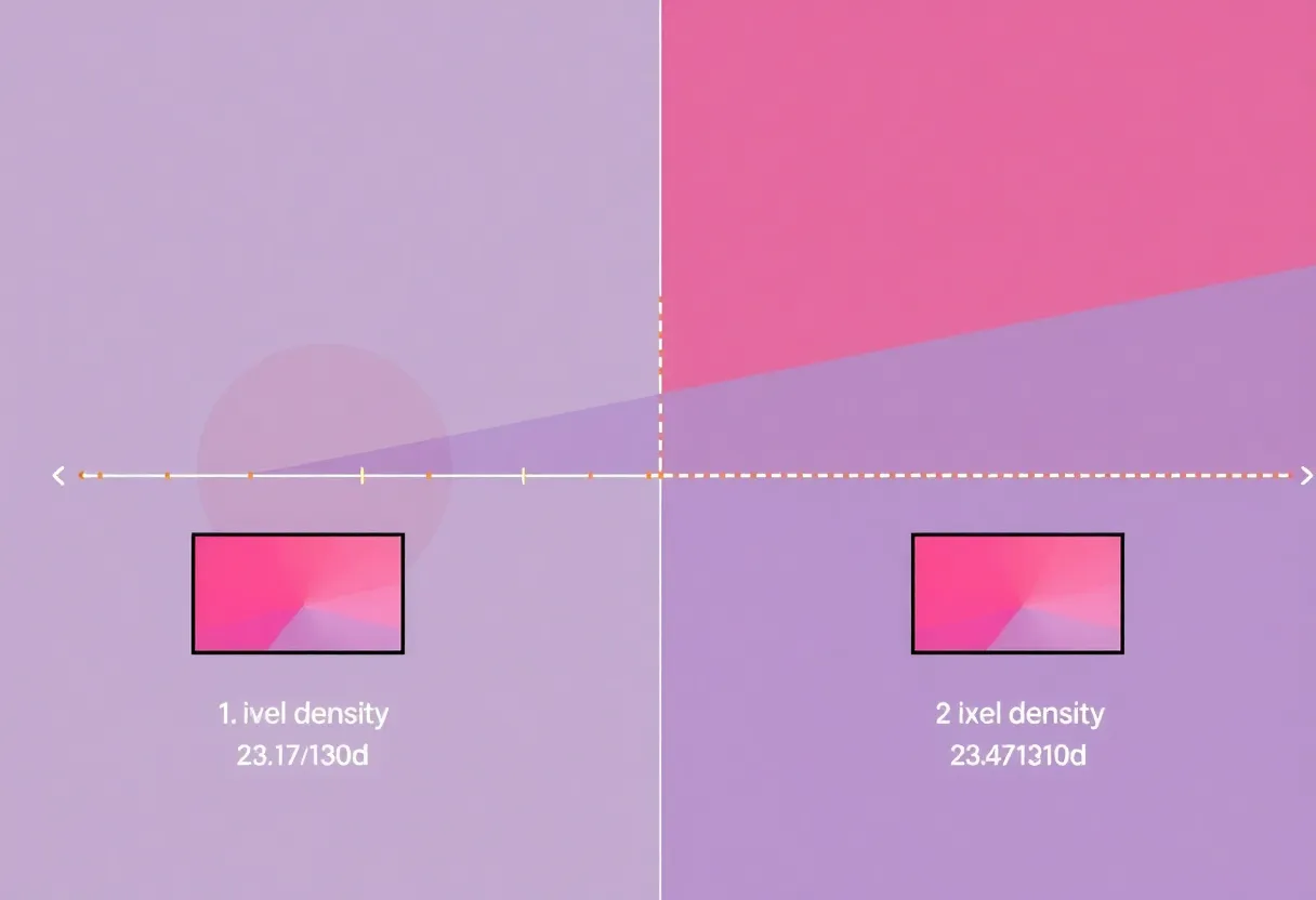 Television viewing distance resolution diagram comparing pixel density across display sizes